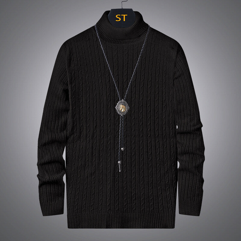 Men's turtleneck sweater with textured cable pattern Lisslune