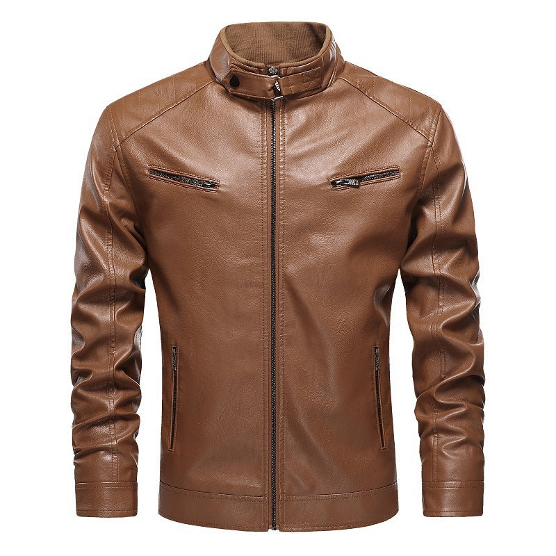 Men's Synthetic Leather Jacket In A Modern Design with Asymmetrical Zipper and Slim Fit Lisslune