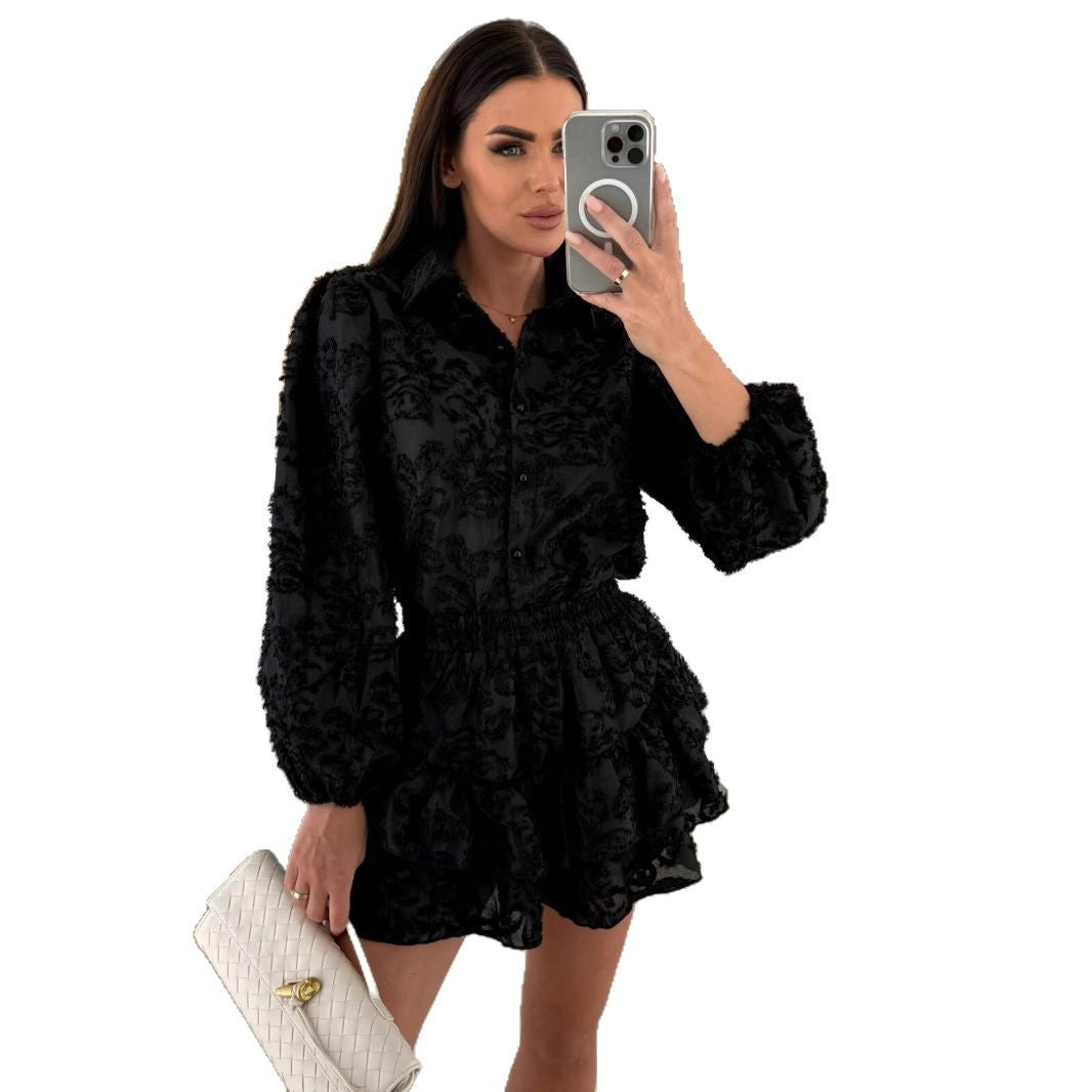 Women's blouse dress with floral lace and flared skirt Lune London