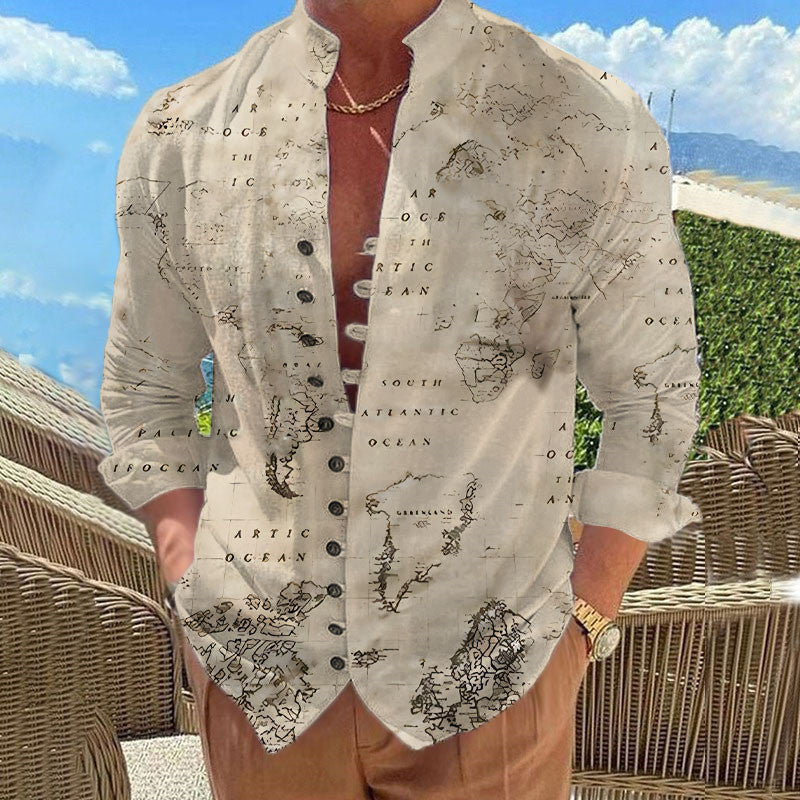 Men's shirt in world map design Skorter