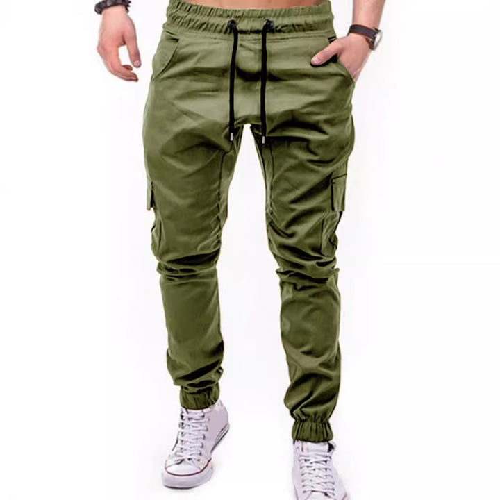 Men's Stylish Cargo Pants with Elastic Waistband and Functional Pockets Lisslune