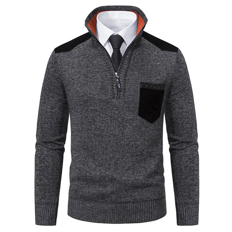 Men's elegant pullover with half-high collar and fine contrast details Lisslune