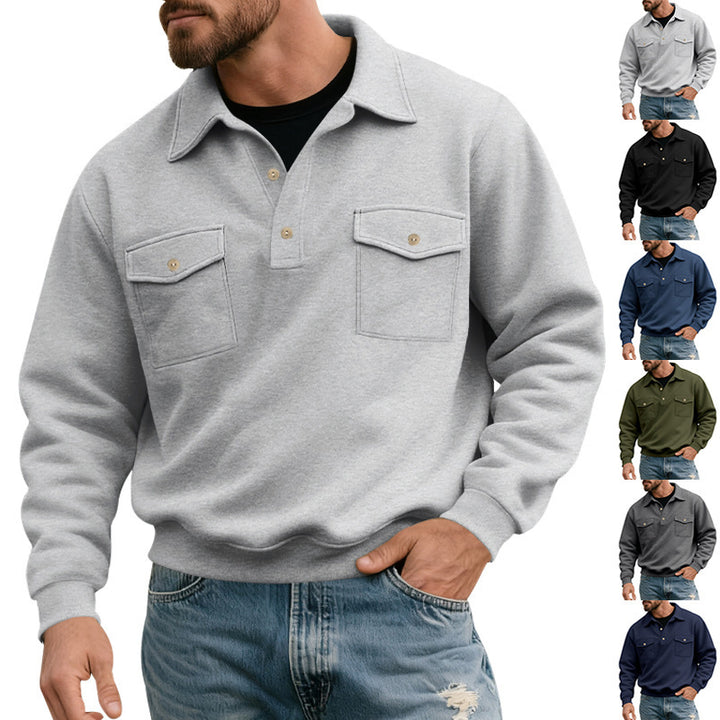 Men's casual pullover with practical chest pockets and modern stand-up collar Lisslune