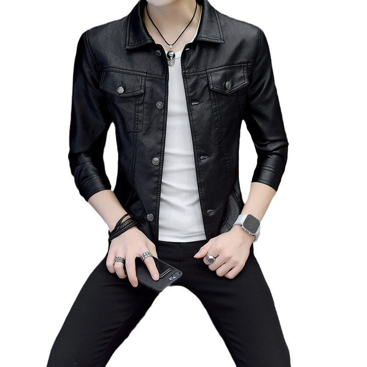 Men's stylish synthetic leather jacket with casual fit Lisslune