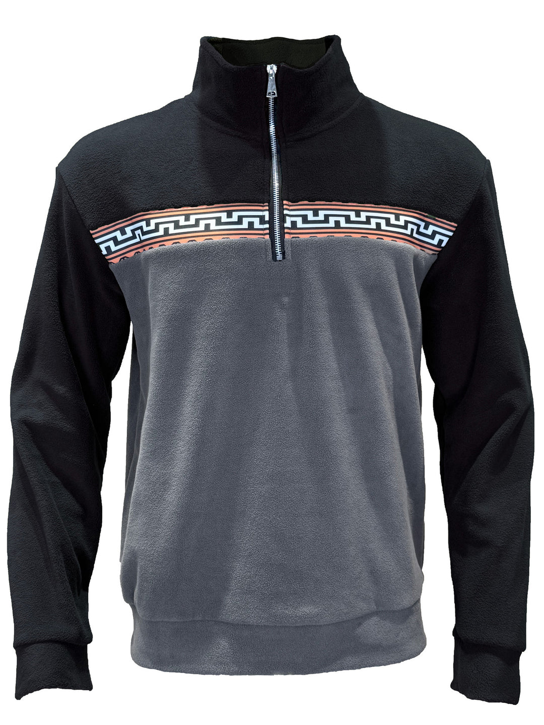 Men's fleece pullover with stylish stand-up collar and contrasting pattern Lisslune
