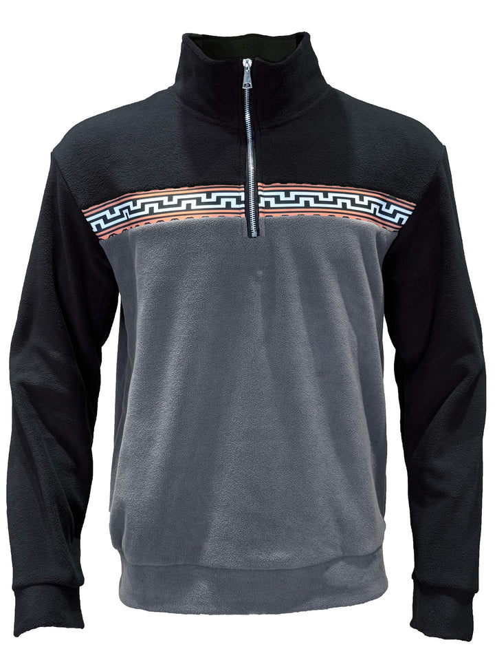 Men's fleece pullover with stylish stand-up collar and contrasting pattern Lisslune