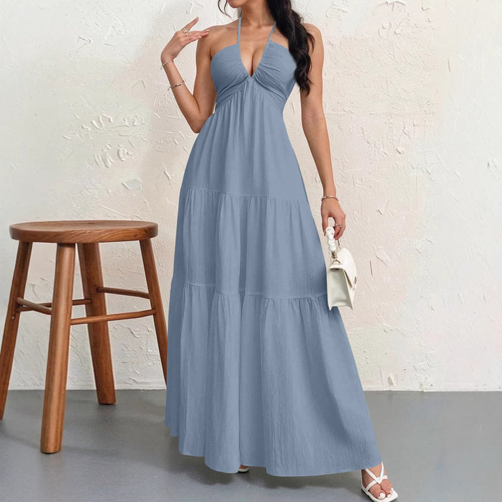Women’s maxi dress with deep V-neckline and airy silhouette Lisslune