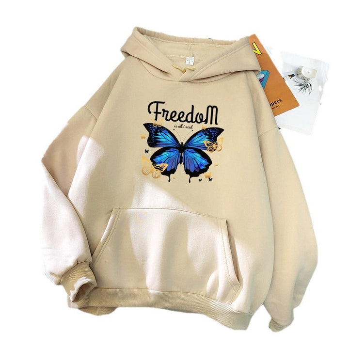 Ladies hooded sweatshirt with artistic butterfly design Lisslune