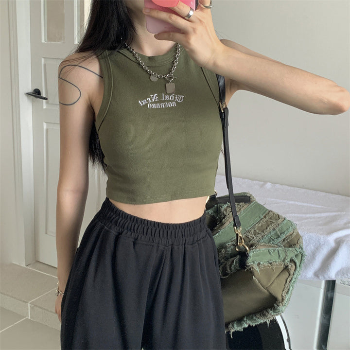 Women’s Crop Top with High Collar and Subtle Logo Lisslune