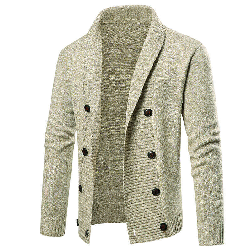Men's cardigan with modern shawl collar and decorative buttons Lisslune