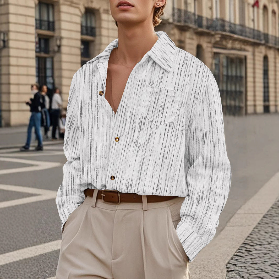 Men's casual long sleeve shirt with modern texture and stylish buttons Lisslune