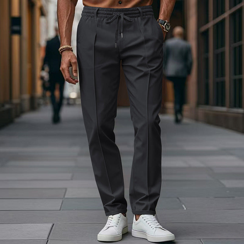 Men's leisure pants with elastic waistband and contemporary slim fit Lisslune