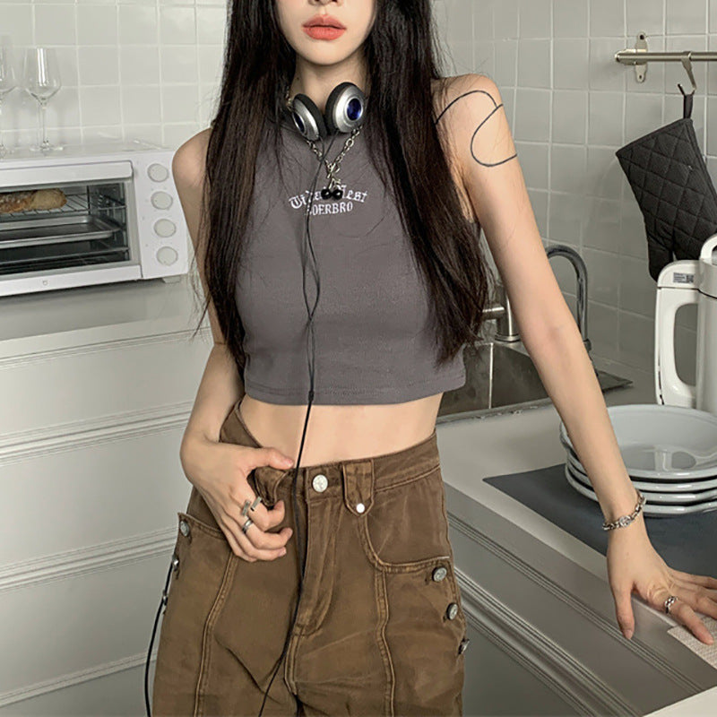 Women’s Crop Top with High Collar and Subtle Logo Lisslune
