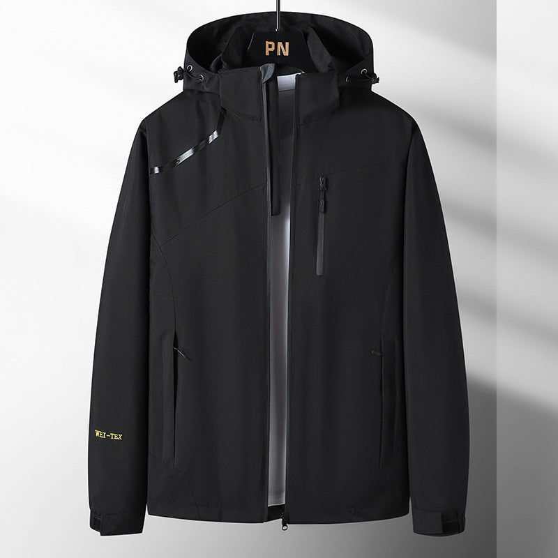Men's Waterproof Functional Jacket with Adjustable Hood and Breathable Properties Lisslune