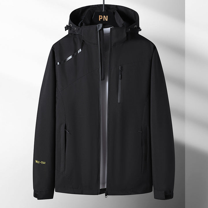 Men's Waterproof Functional Jacket with Adjustable Hood and Breathable Properties Lisslune