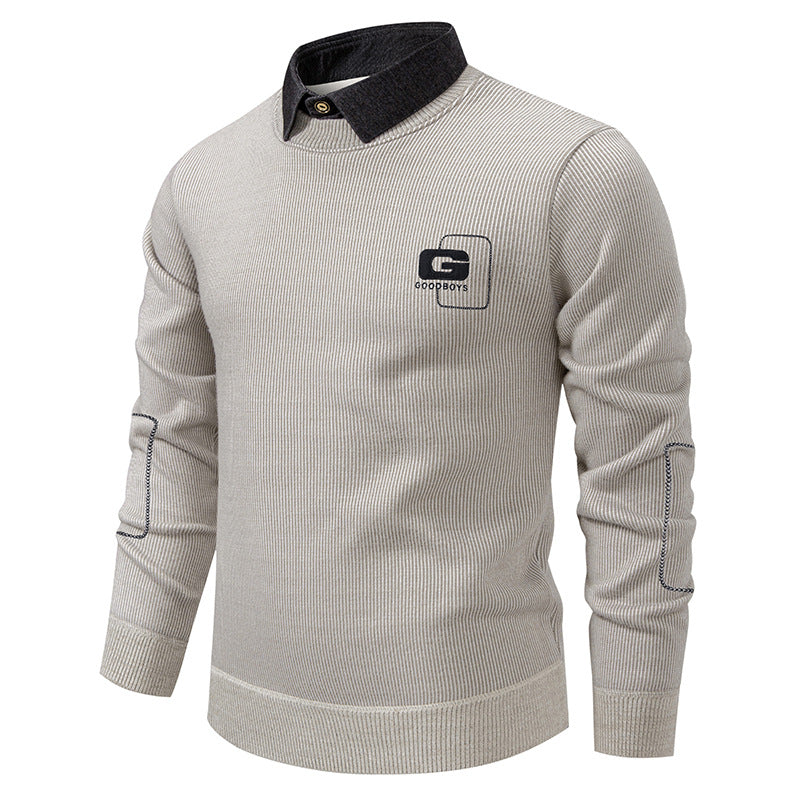 Men's elegant sweater with collar and fine knit pattern Lisslune