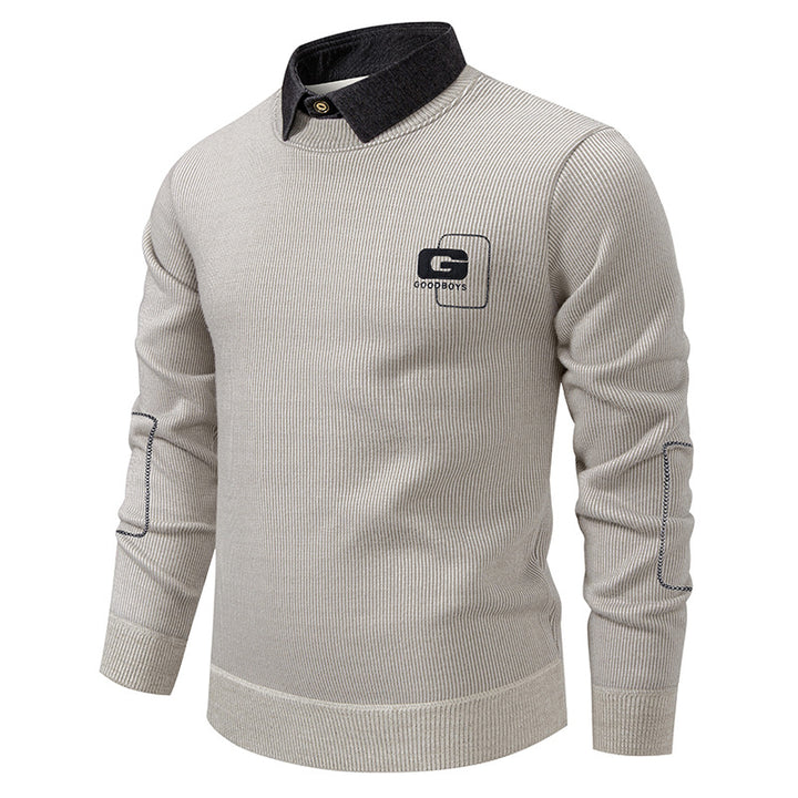 Men's elegant sweater with collar and fine knit pattern Lisslune