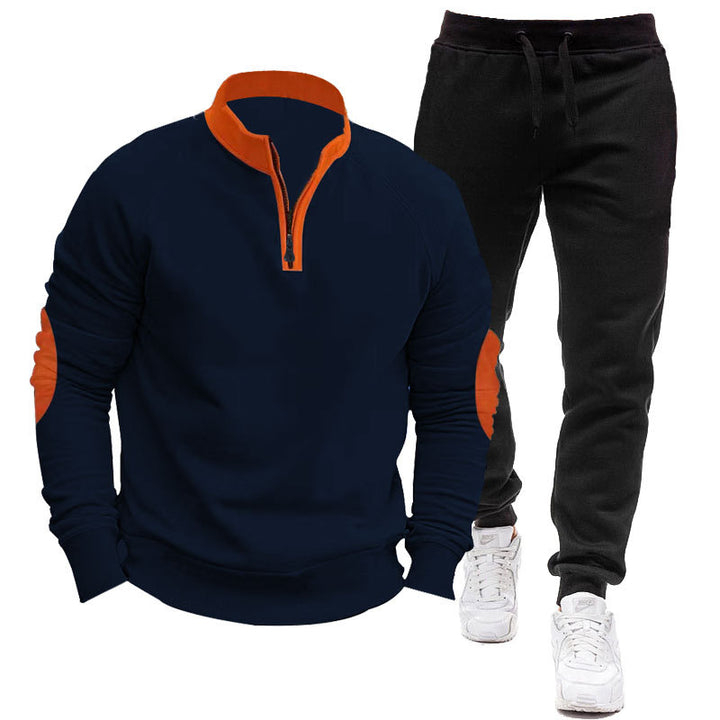 Men's sporty hoodie and jogging suit set with contrasting sleeve accents Lisslune