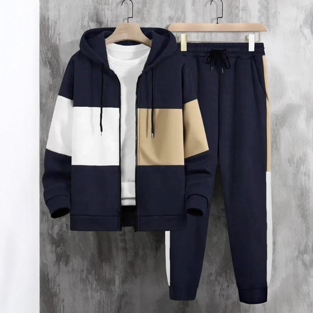Men's sporty tracksuit set with contrasting color panels and practical pockets Lisslune