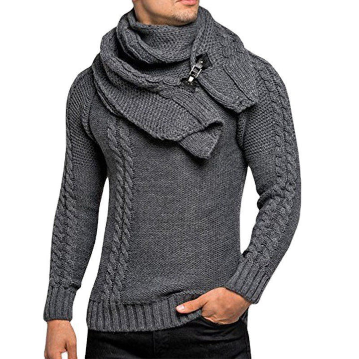 Men's knitted sweater with integrated scarf Lisslune