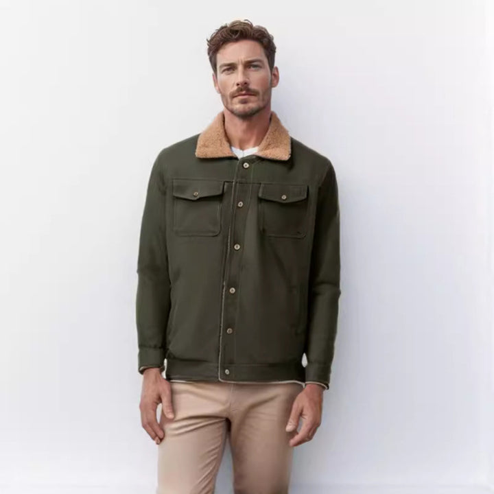 Men's robust canvas jacket with teddy collar Lisslune