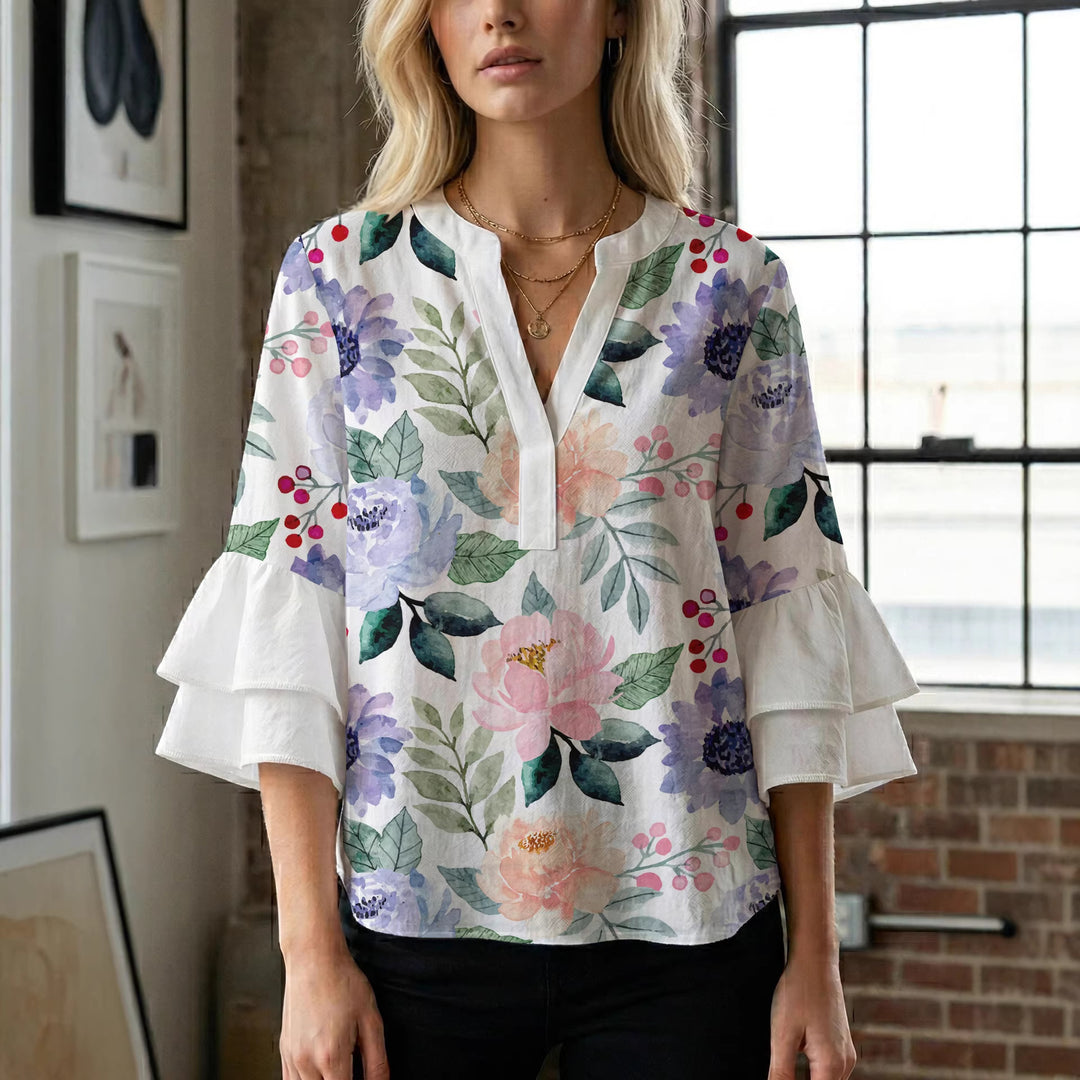 Women's artistic top with ruffled sleeves Lisslune