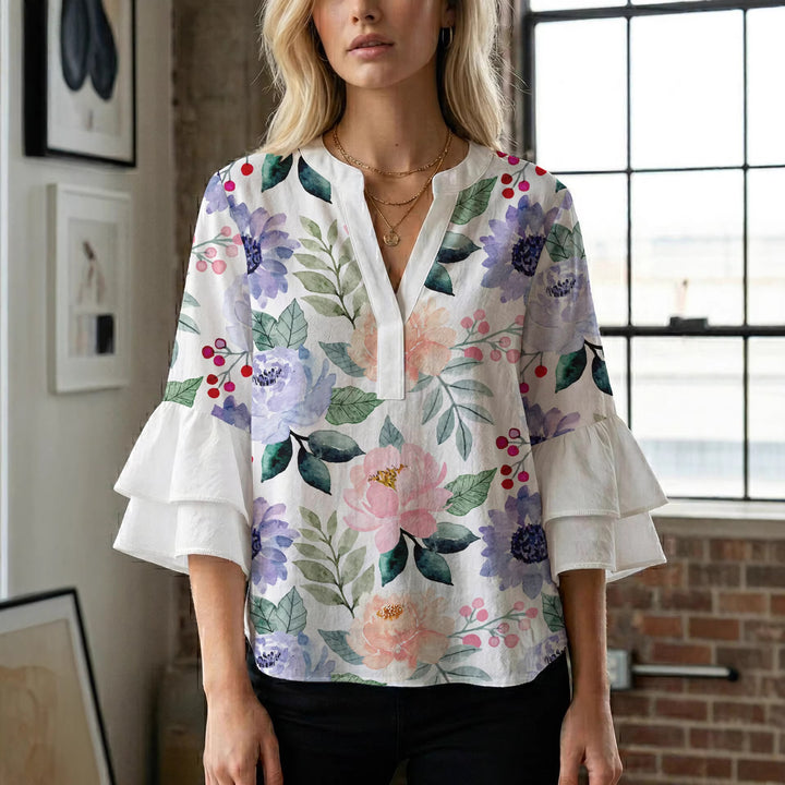 Women's artistic top with ruffled sleeves Lisslune