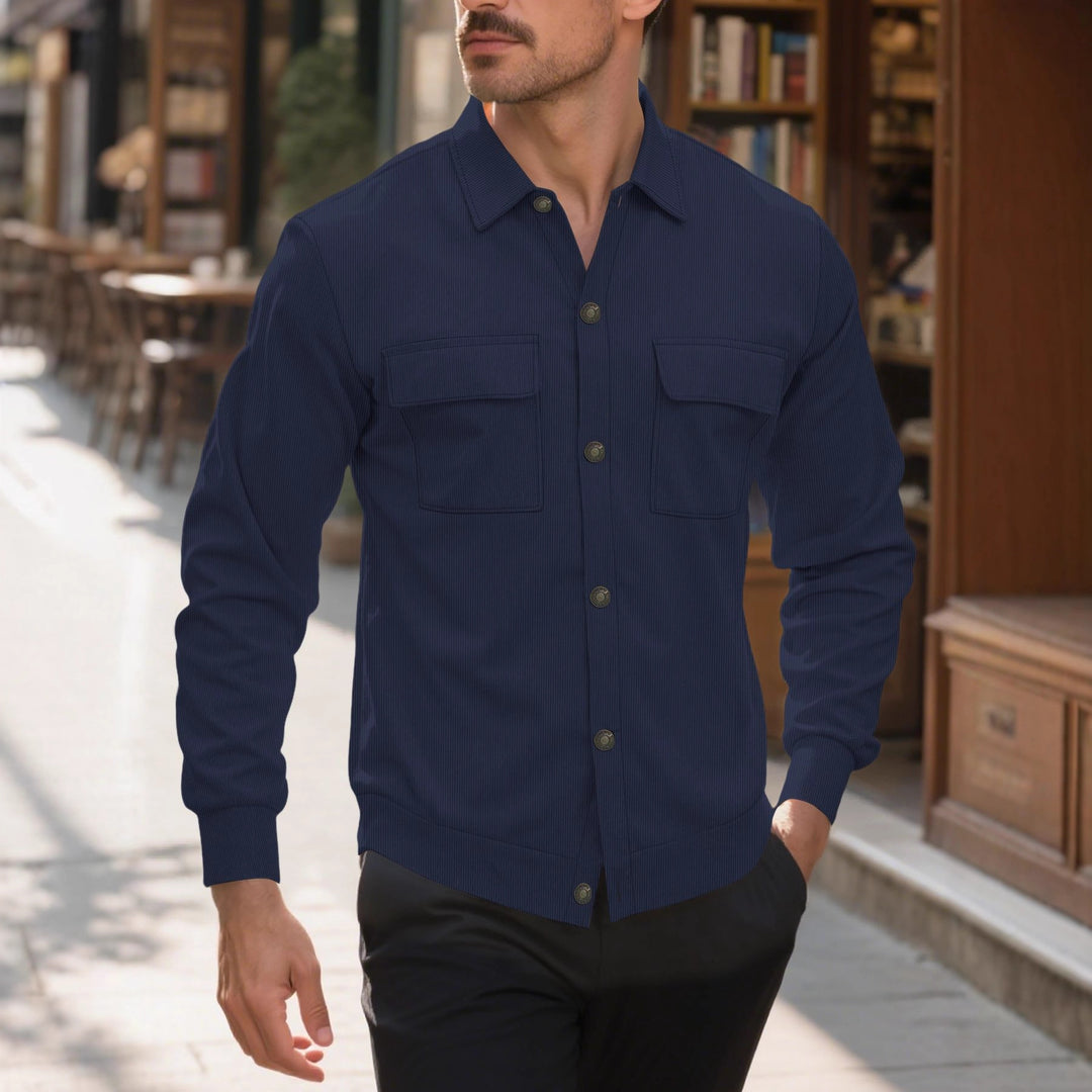 Men's fashionable shirt with practical chest pockets and elegant textured design Lisslune