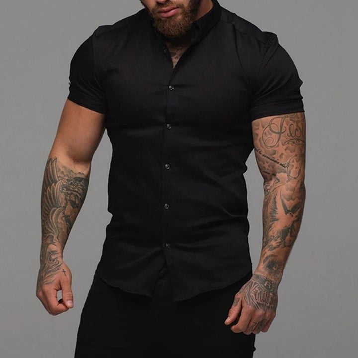 Men's short sleeve shirt with modern cut and stylish button detail Lisslune