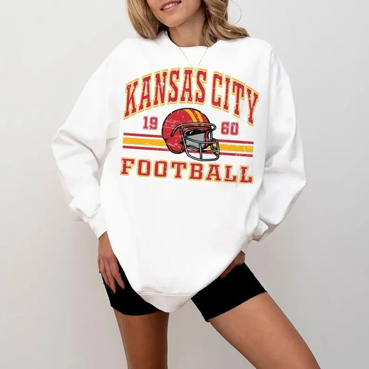 Women Oversized Sweatshirt with nostalgic football motif Lisslune
