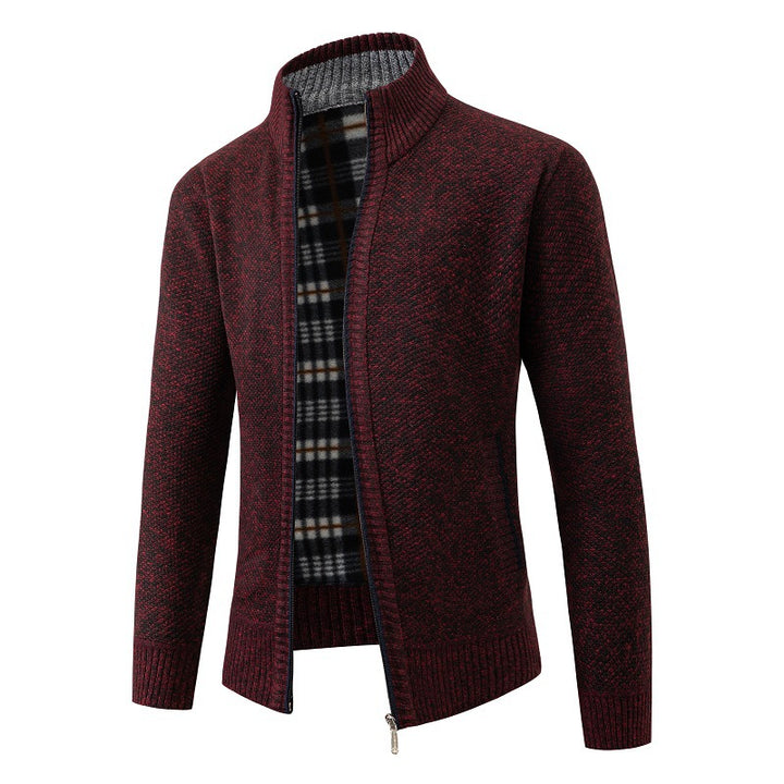 Men's cardigan with modern stand-up collar and practical side pockets Lisslune