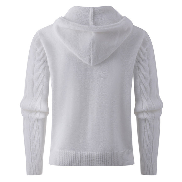 Men's chunky knit sweater with hood and modern cable pattern Lisslune
