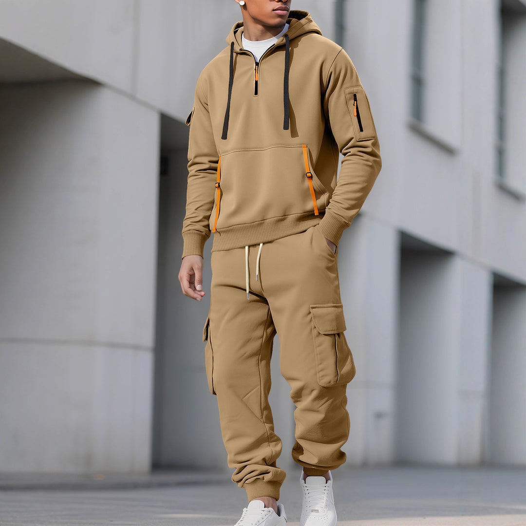 Men's Functional Sports Set with Hood and Practical Pockets Lisslune