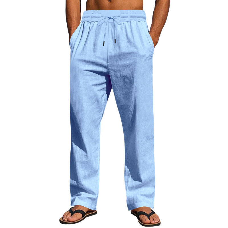 Men's Casual Beach Pants with Elastic Waist and Practical Side Pockets Lisslune