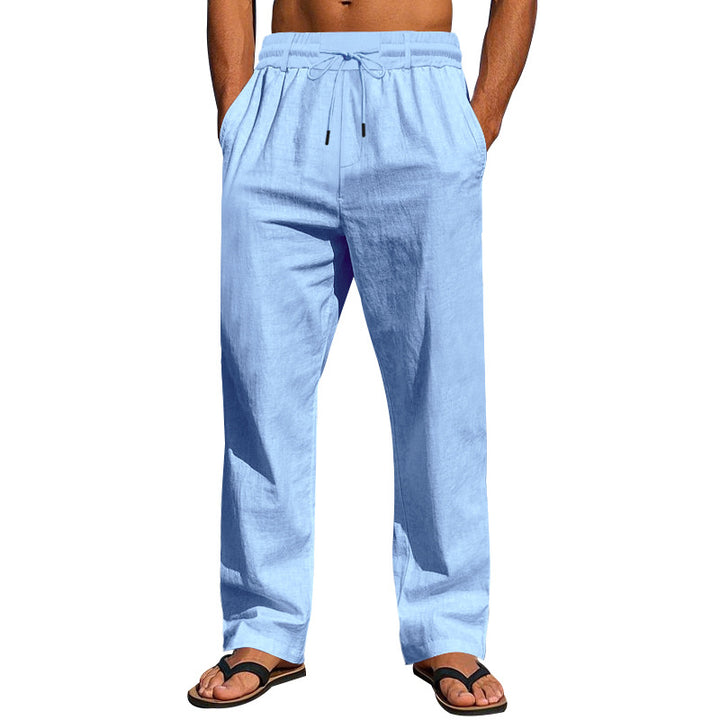 Men's Casual Beach Pants with Elastic Waist and Practical Side Pockets Lisslune