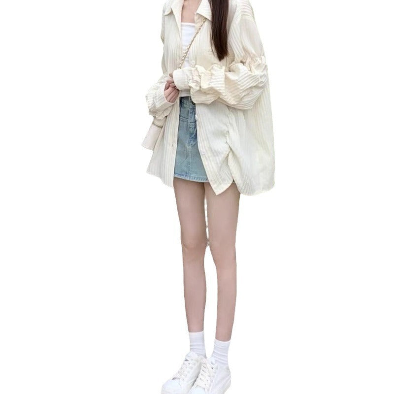 Women casual long sleeve blouse with textured fabric and stylish accents Lisslune