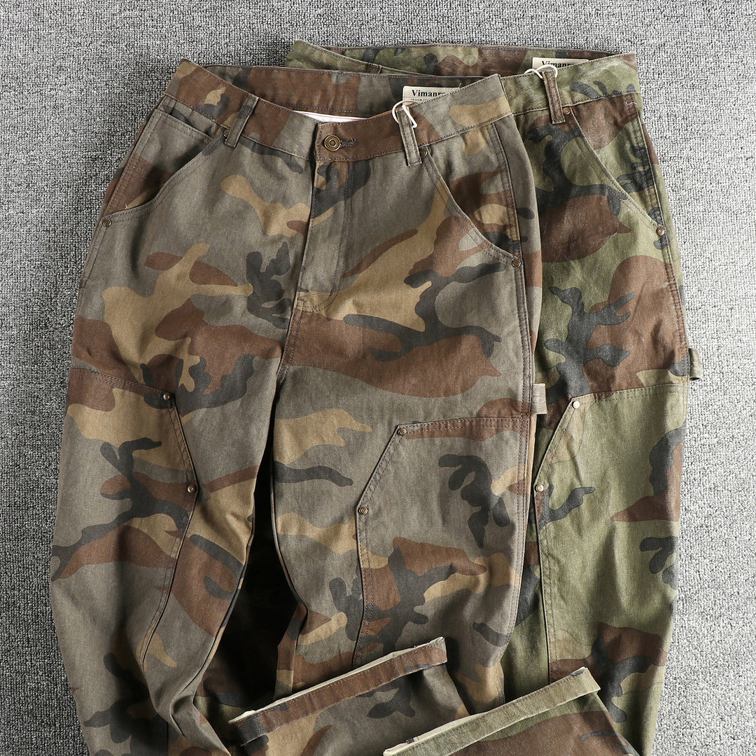 Men's cargo pants in modern camouflage design with multifunctional pockets Lisslune