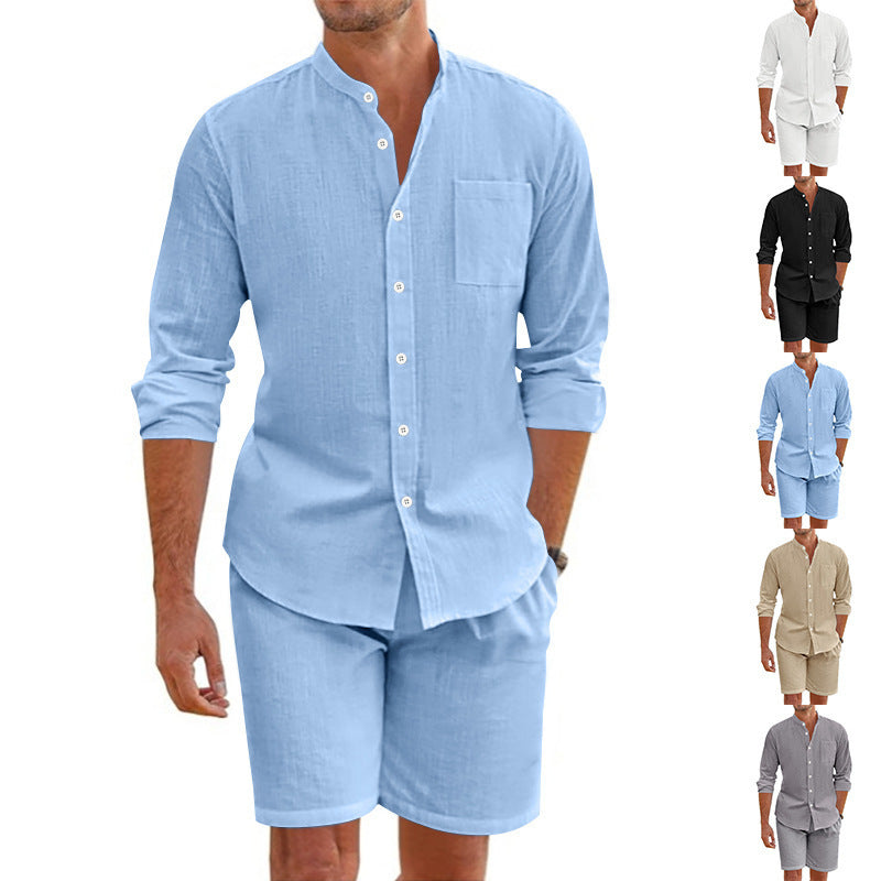 Men's casual short-sleeve shirt with turn-up sleeves and loose fit Lisslune