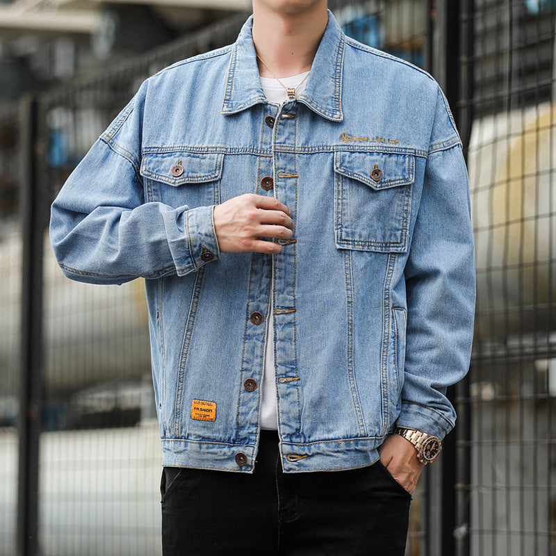 Men's denim jacket in a casual style with functional flap pockets and sturdy design Lisslune