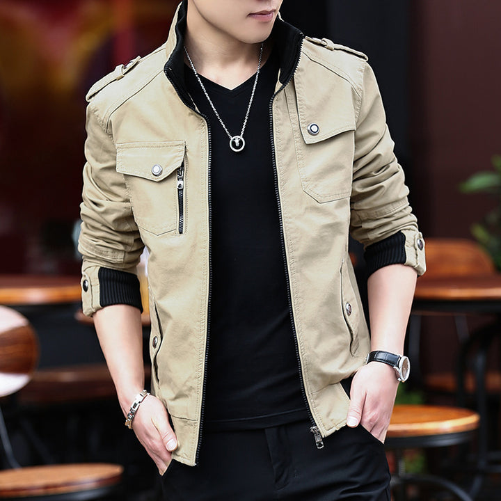 Men's stylish casual jacket with practical pockets and stand collar Lisslune