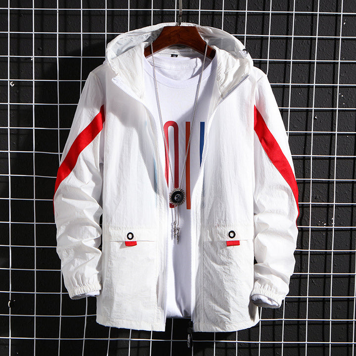 Men's Lightweight Windbreaker Jacket with Practical Pockets and Adjustable Hood Lisslune
