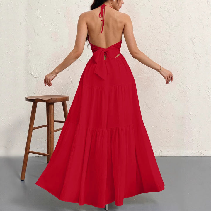 Women’s maxi dress with deep V-neckline and airy silhouette Lisslune