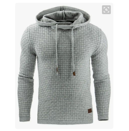 Men's knitted sweater with textured surface and integrated hood Lisslune