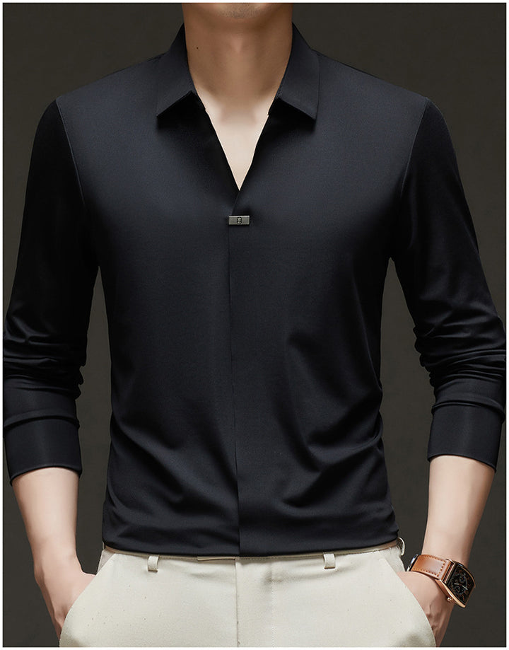 Men's Slim-Fit Long Sleeve Shirt made of high-quality functional fiber Lisslune