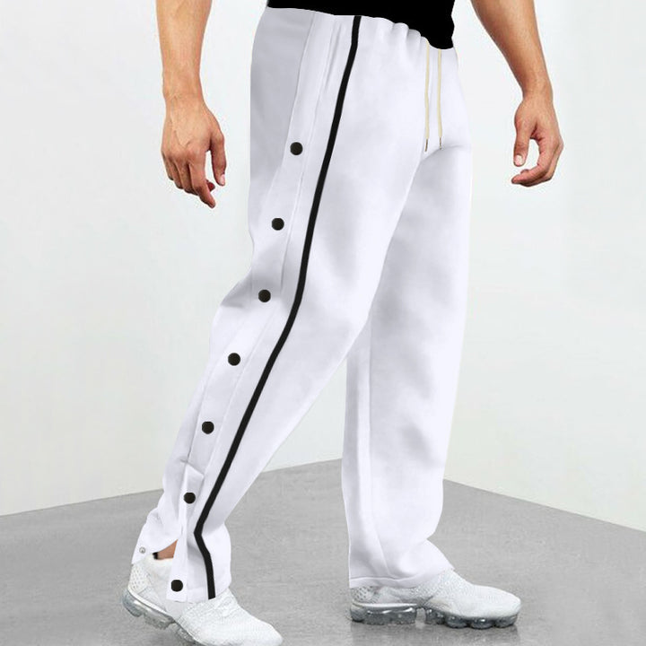 Men's sporty leisure pants with side print and three press studs Lisslune