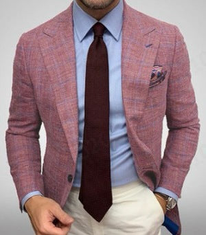 Men's elegant plaid pattern blazer jacket with slim fit Lisslune
