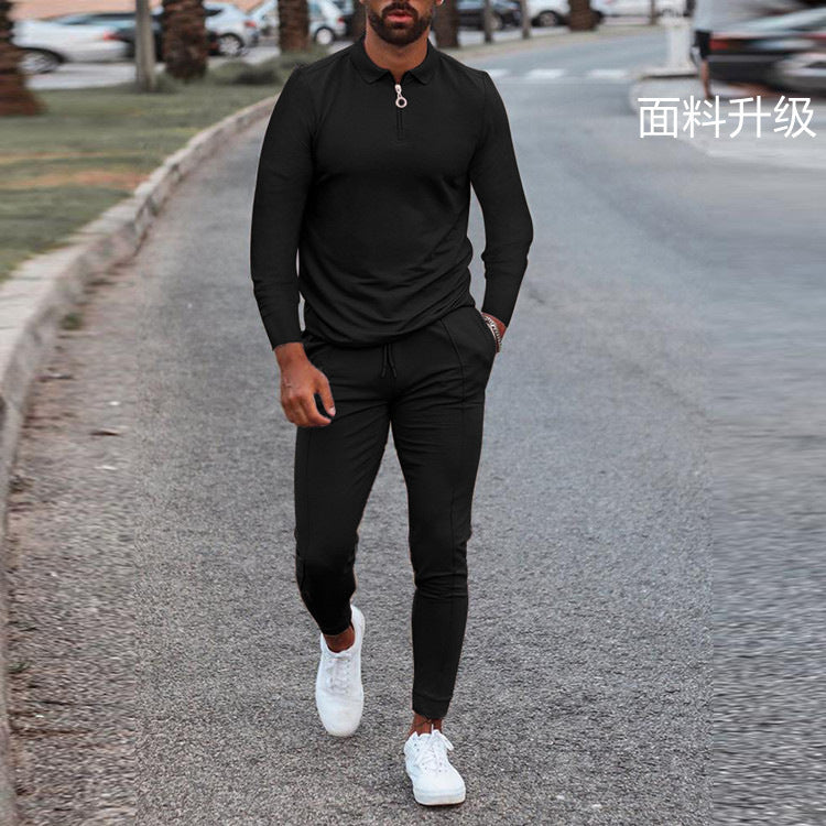 Men's sporty set with high collar and practical zip elements Lisslune