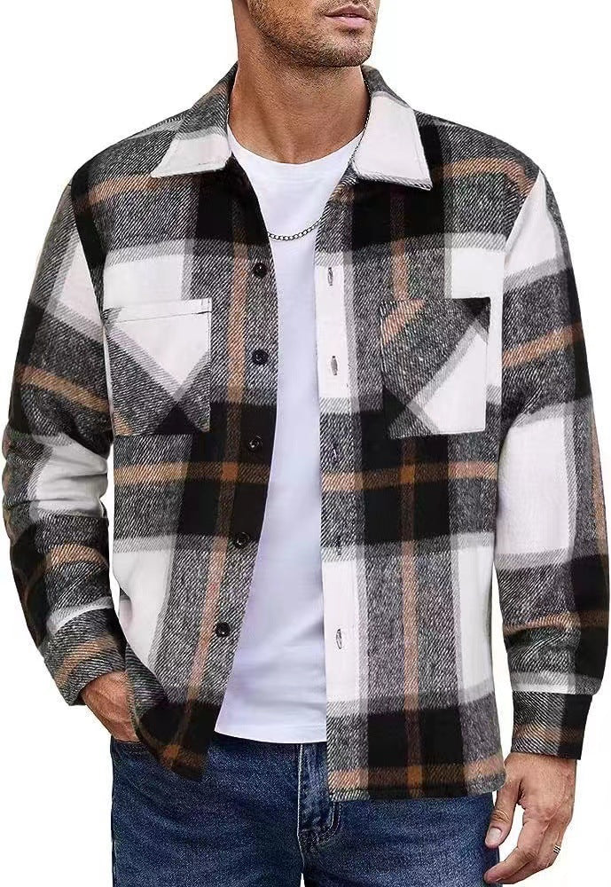 Men's casual checkered pattern shirt jacket Lisslune