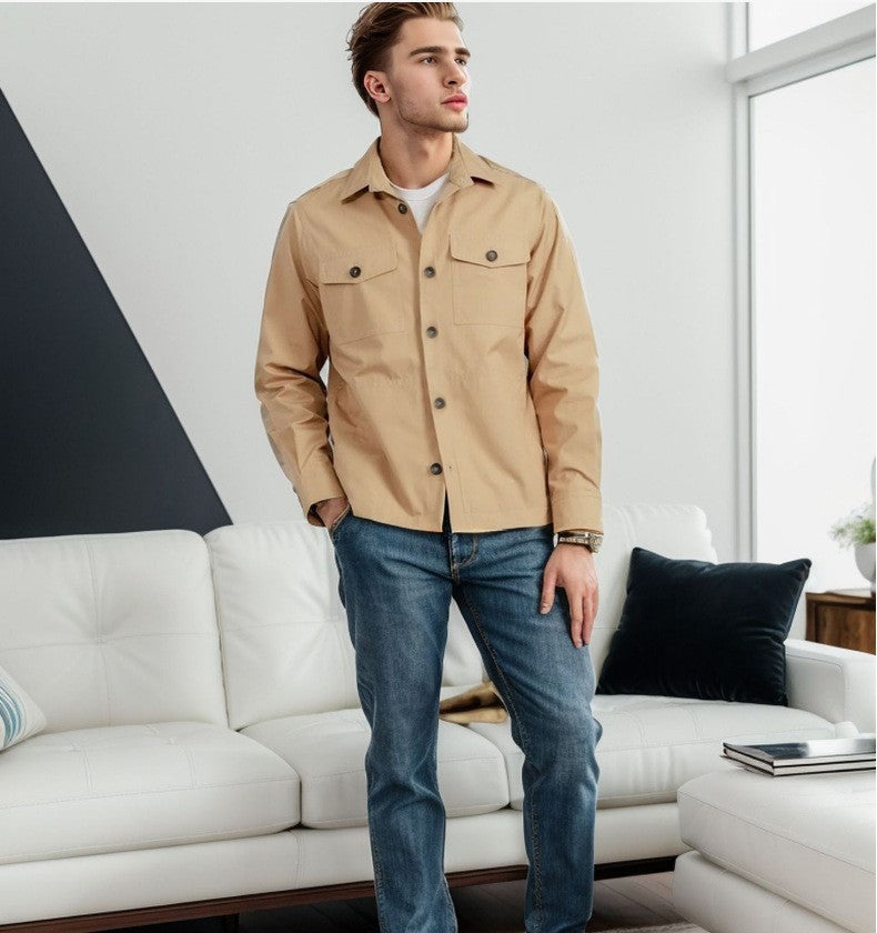 Men's fashionable lightweight chore jacket with practical pockets Lisslune