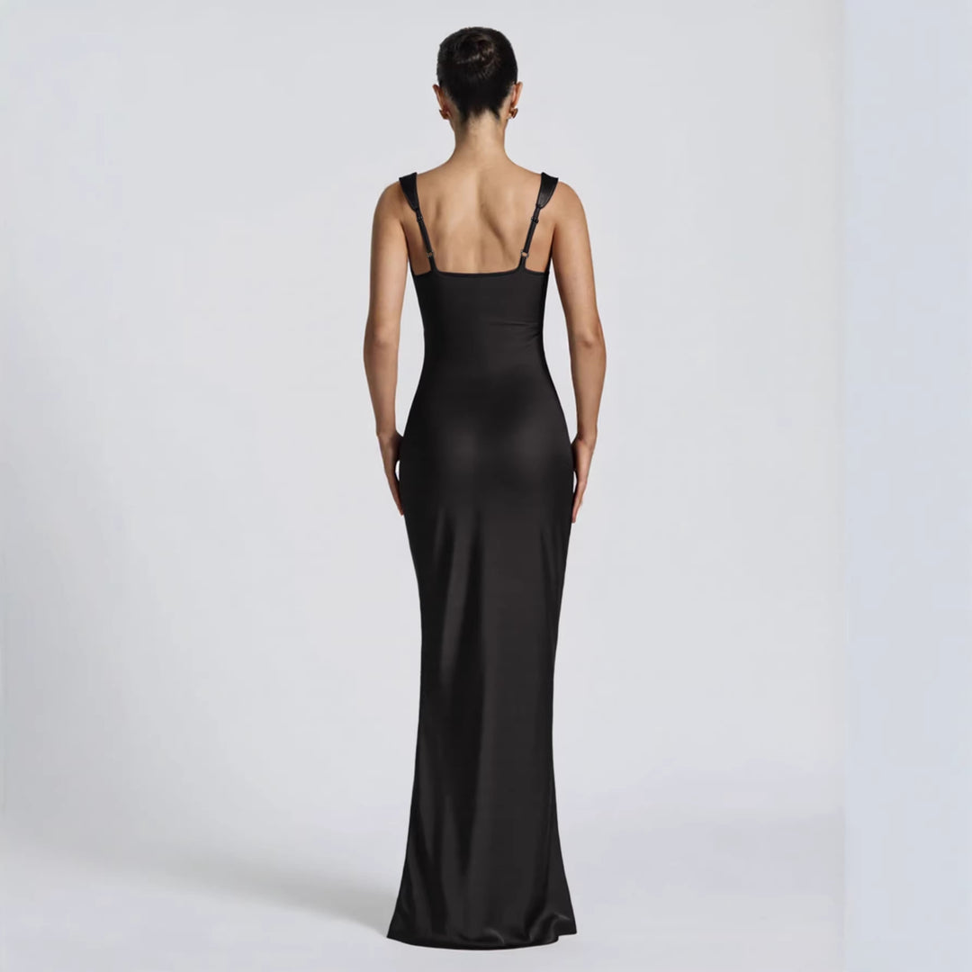 Damen Elegantes Satin-Maxi-Kleid mit figurschmeichelndem Design Lisslune